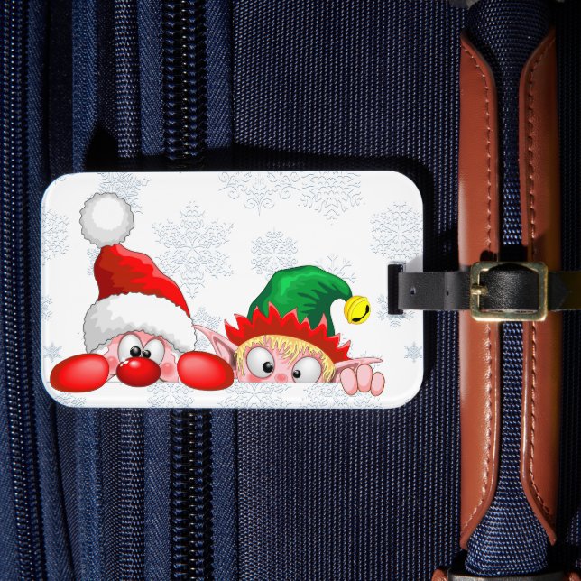 Étiquette À Bagage Père Noël et Elf Cute et drôle Caractères Pékin (Insitu Rectoal 4)