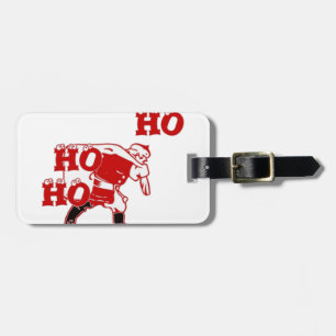 Étiquette À Bagage Père Noël rouge et blanc Marcher Ho Ho Art Imprime