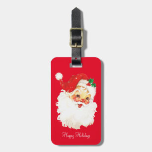 Étiquette À Bagage Père Noël Vintage sur Rouge