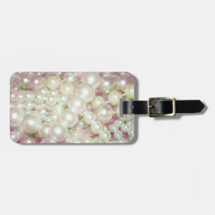 Étiquette À Bagage Perles et marguerite rose