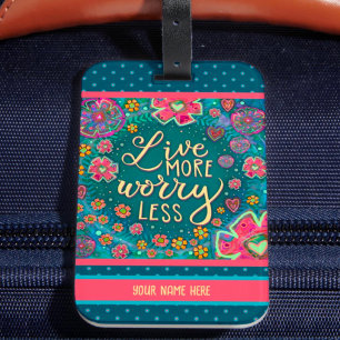 Étiquette À Bagage Personalisé Live Plus Nom Inspirivity Floral