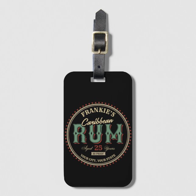 Étiquette À Bagage Personalized Caribbean Rum Liquor Bottle Label Bar (Devant Vertical)