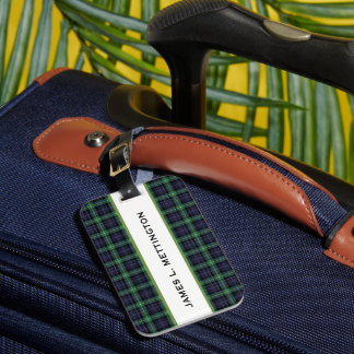 ÉTIQUETTE À BAGAGE PERSONALIZED LUGGAGE TAG, PLAID BORDER TAG