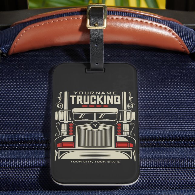 Étiquette À Bagage Personalized Trucking 18 Wheeler BIG Trucker (Insitu Rectoal 2)