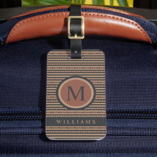 Étiquette À Bagage Personnalisé Beige Tan Brown Gris Aztèque Motif