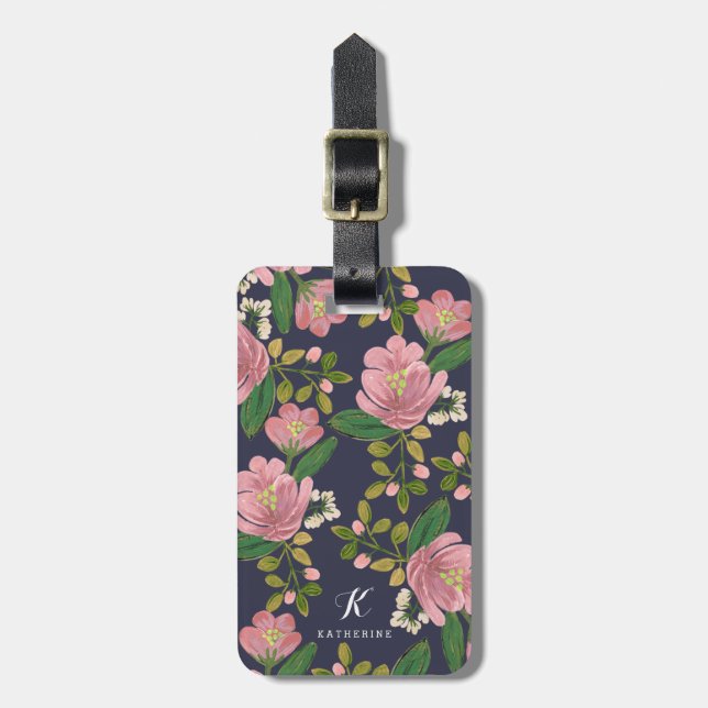 Étiquette À Bagage Personnalisé | Blush Bouquet (Devant Vertical)