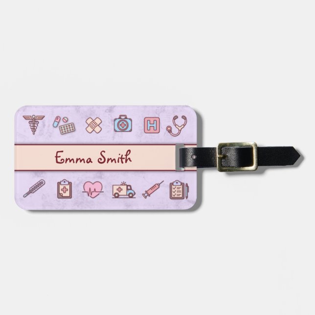 Étiquette À Bagage Personnalisé Cute Yami Kawaii Pastel (Devant horizontal)