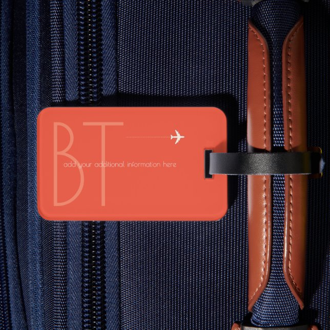 Étiquette À Bagage Personnalisé élégant rouge orange (Verso Insitu 2)