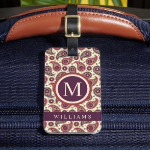 Étiquette À Bagage Personnalisé jaune violet Brown rouge marguerite M