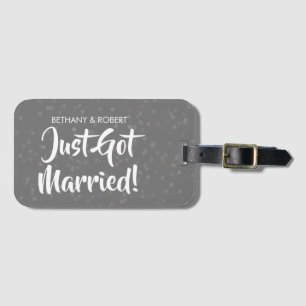 Étiquette À Bagage Personnalisé, juste marié Silver Confetti