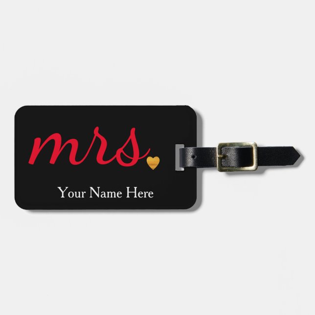 Étiquette À Bagage Personnalisé Mme Femme Mariée Nouveaux Mâles Bagag (Devant horizontal)