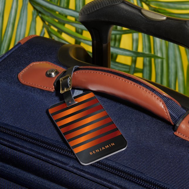 Étiquette À Bagage Personnalisé moderne noir et orange (Insitu Rectoal 1)