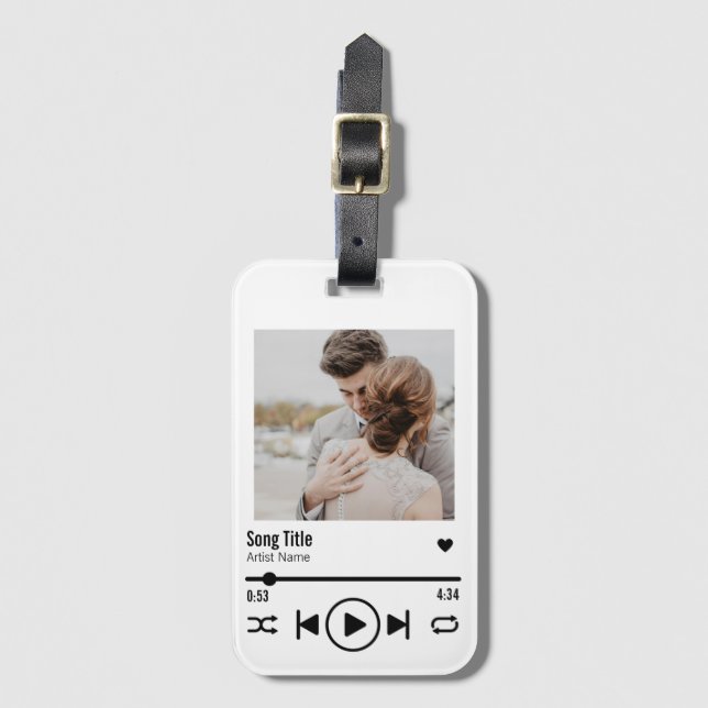 Étiquette À Bagage Personnalisé Moderne Nouveauté Photo Chanson Playl (Devant Vertical)