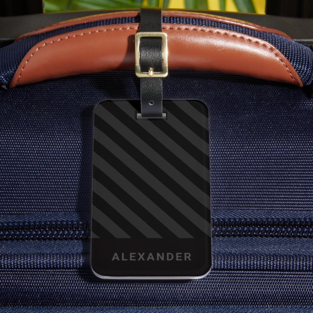 Étiquette À Bagage Personnalisé Moderne Simples Bandes Noires (Insitu Rectoal 2)