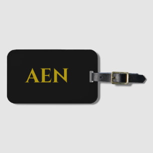 Étiquette À Bagage Personnalisé Monogramme Noir et Or
