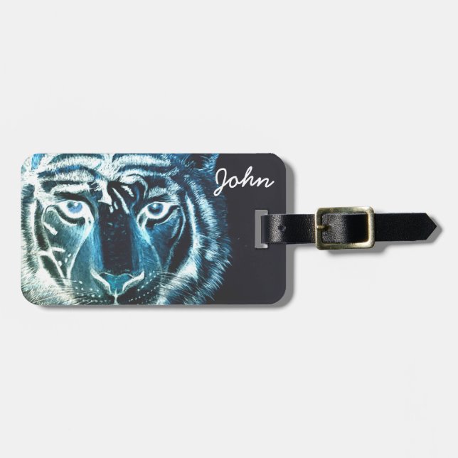 Étiquette À Bagage Personnalisé par le nom Tiger Design (Devant horizontal)