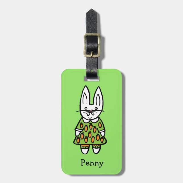 Étiquette À Bagage Personnalisé Penny le Lapin (Devant Vertical)