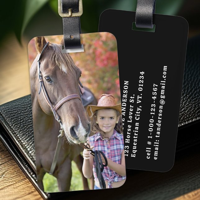 Étiquette À Bagage Personnalisé Photo Horse Pet (Créateur téléchargé)