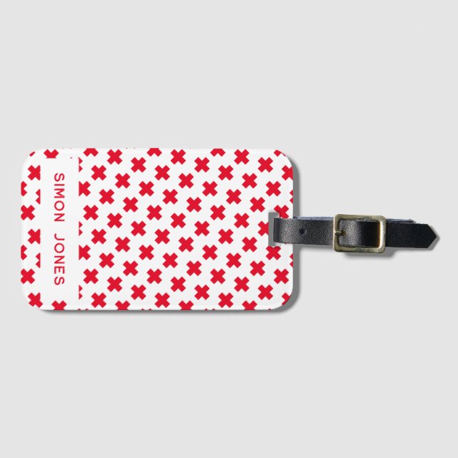 Étiquette À Bagage Personnalisé Simple Motif Croix-Rouge Médicale (Devant Horizontal)