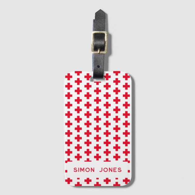 Étiquette À Bagage Personnalisé Simple Motif Croix-Rouge Médicale (Devant Vertical)