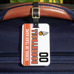 Étiquette À Bagage Personnaliser le basket-ball orange et noir