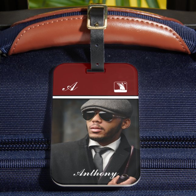 Étiquette À Bagage Personnaliser le monogramme photo personnalisé (Insitu Rectoal 2)