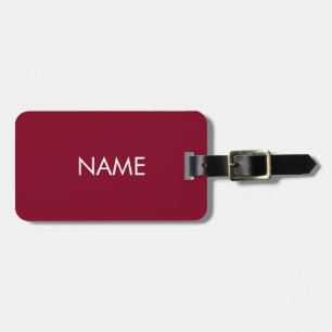 Étiquette À Bagage Personnaliser nom minimaliste bordeaux blanc