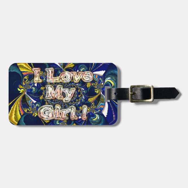 Étiquette À Bagage Personnalisez votre amour Infinité : J'aime ma fil (Devant horizontal)