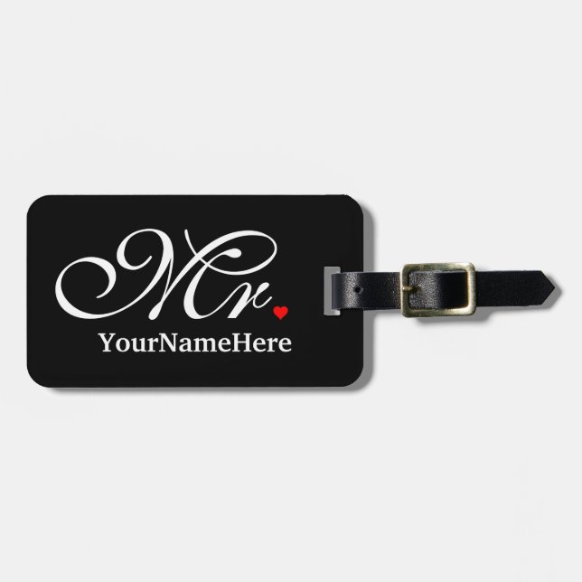 Étiquette À Bagage Personnalized M. Husband Groom His Hers Newly Weds (Devant horizontal)