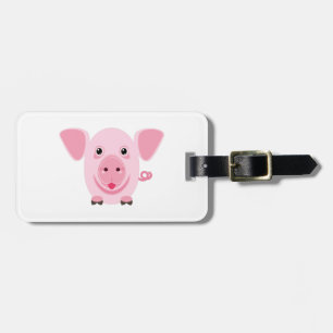 Étiquette À Bagage Petit cochon rose heureux mignon