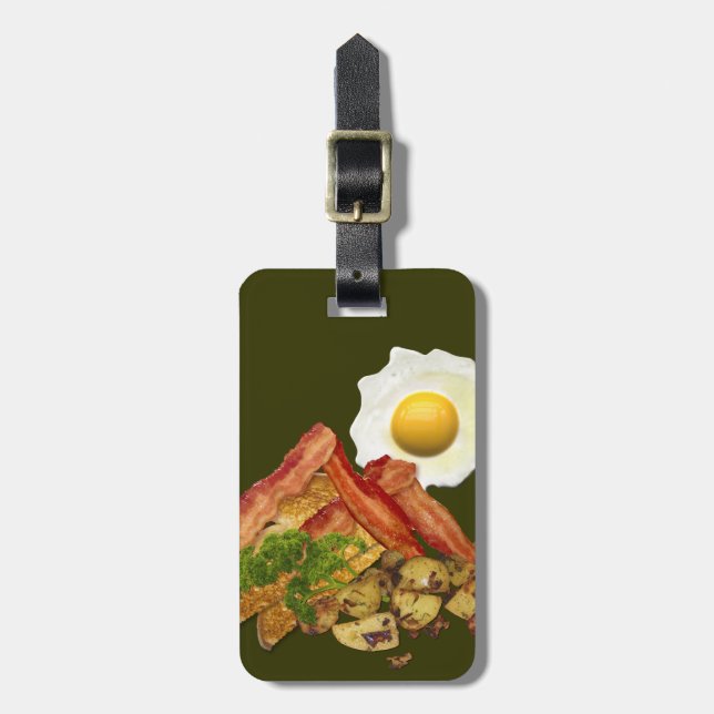 Étiquette À Bagage Petit-déjeuner Oeufs de bacon paysager (Devant Vertical)