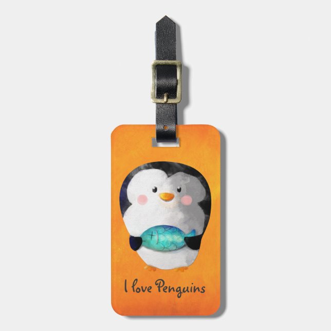Étiquette À Bagage Petit pingouin mignon (Devant Vertical)
