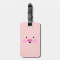 Petite étiquette porcine rose de bagage avec le