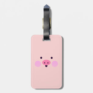Étiquette À Bagage Petite étiquette porcine rose de bagage avec le