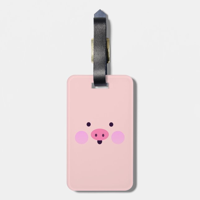 Étiquette À Bagage Petite étiquette porcine rose de bagage avec le (Dos Vertical)