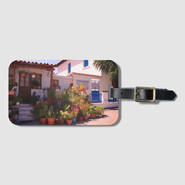 Étiquette À Bagage Petite maison sur l'île grecque (Devant Horizontal)