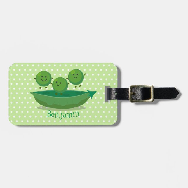 Étiquette À Bagage Petits pois sauteurs en pod dessin animé illustrat (Devant horizontal)