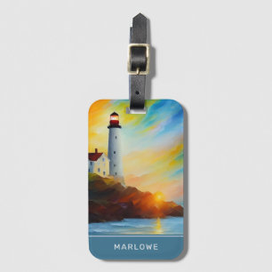 Étiquette À Bagage Phare et littoral Nom personnalisé