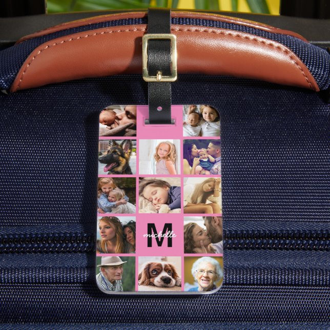 Étiquette À Bagage Photo Collage Pink Travel (Insitu Rectoal 2)
