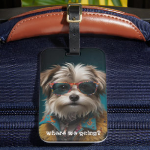 Étiquette À Bagage Photo de chien mignon
