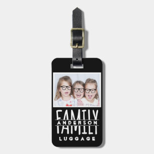 Étiquette À Bagage Photo de famille   Nom Modèle personnalisé Noir mo