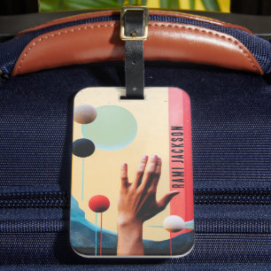 Étiquette À Bagage Photo élégante Bonjour à la main le collage modern