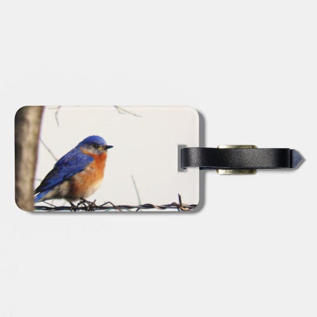Étiquette À Bagage Photo orientale d'oiseau bleu (Dos horizontal)