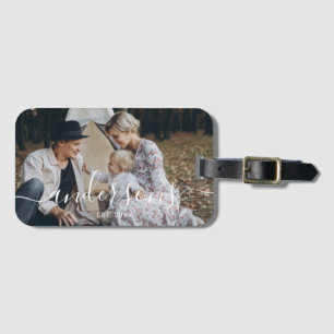 Étiquette À Bagage Photo personnalisée avec nom de famille et année d