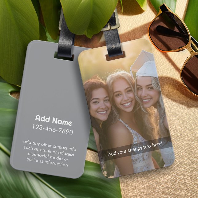 Étiquette À Bagage Photo personnalisée avec votre propre mème Convers (Photo Luggage Tag)