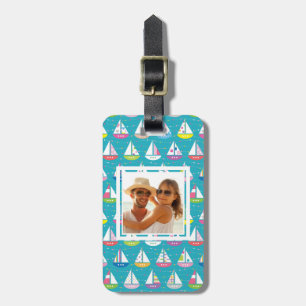 Étiquette À Bagage Photo personnalisée Motif de bateau à voile Pastel