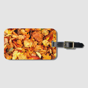 Étiquette À Bagage Photographie - feuilles d'automne sèches + vos idé