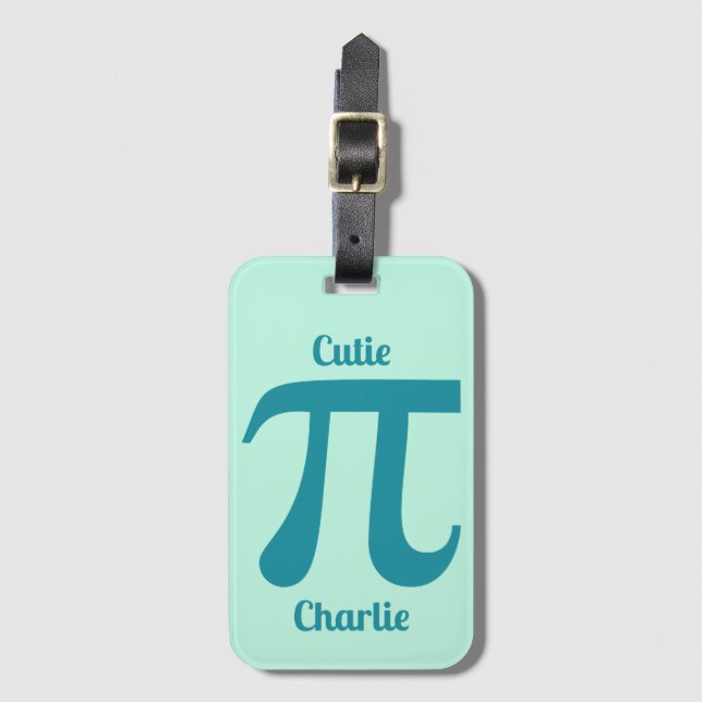 Étiquette À Bagage Pi / Cutie Pi texte et couleur personnalisés (Devant Vertical)