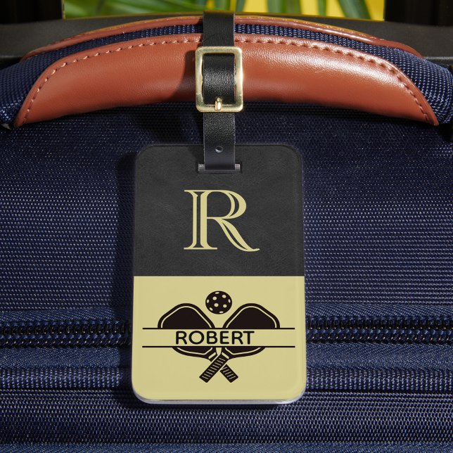 Étiquette À Bagage Pickball Guy Personnalisé Monogramme Nom initial (Créateur téléchargé)