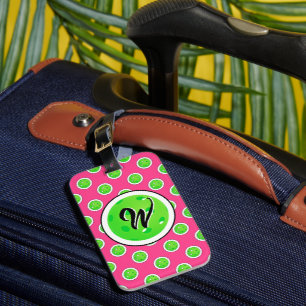 Étiquette À Bagage Pickleball Green Pickleballs Pois Hot rose